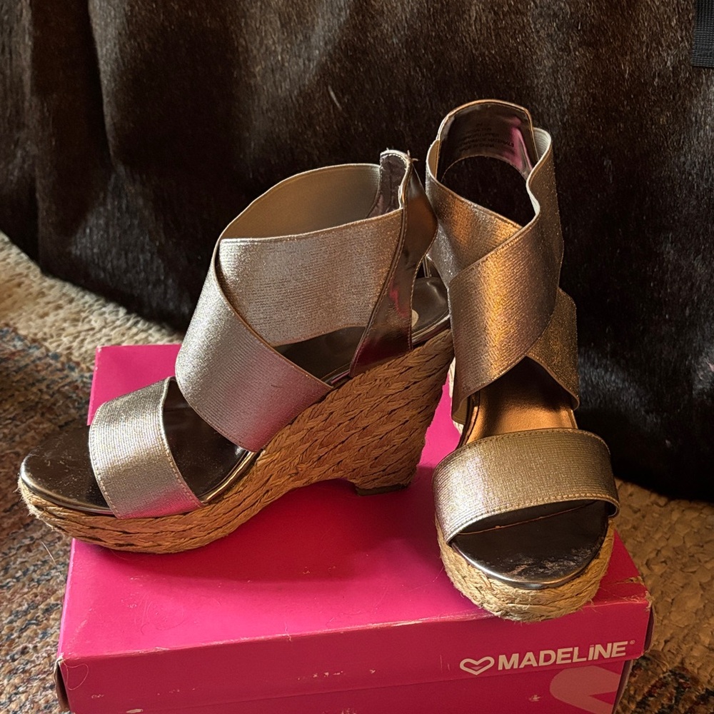 Madeline Gold Wedge Sandals